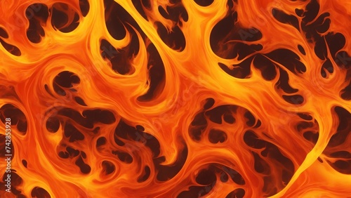 Abstract Orange and Yellow patterns burn in fiery flames Background