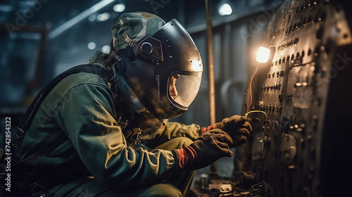 welder on repair facility welding  generated ai image