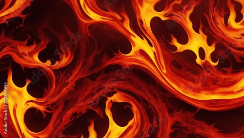 Abstract Red and Yellow patterns burn in fiery flames Background