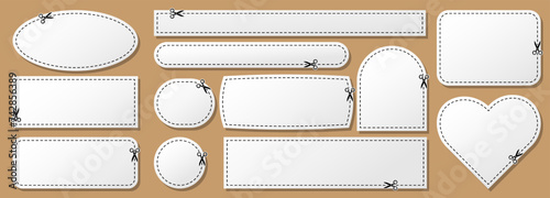 Cut here set 12 shapes, cut dash line. Form for coupon, promotions, promo, subscription