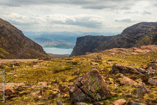 nature sceneries along the pass of the Cattle road, Applecross peninsula, highlands, Scotland