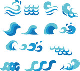 set of wave set of water wave set of ocean wave icon	

