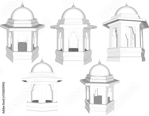 Vector sketch illustration of classical antique sacred temple design of worship of gods and goddesses