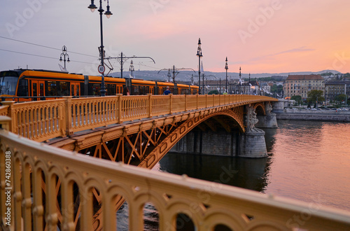 Margit híd bridge. Travel by Hungary. Beautiful view of Budapest city and Danube river. photo