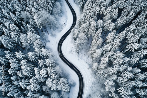 Road Mountain Forest Winter © Sheza
