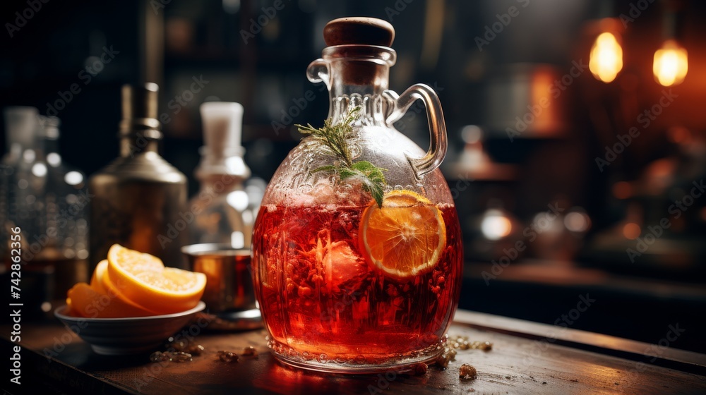 Glass Bottle Filled With Plants on Wooden Table Glass Bottle Filled With Plants on Wooden Table