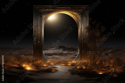 Portal in the desert, gate of the world, arch in the desert, door to the sky