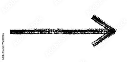 Hand drawn simple arrow drawn with wax crayon, chalk or charcoal. Uneven dry texture for underlining highlighting. Pencil drawn lines, strikethrough, grungy vector isolated on white.