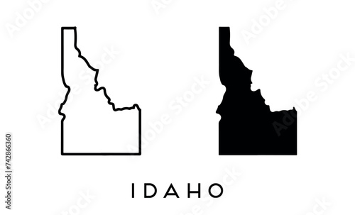 Idaho state map silhouette and outline vector set