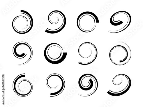 Set of Spiral Design Elements. Abstract Swirl Icons.
