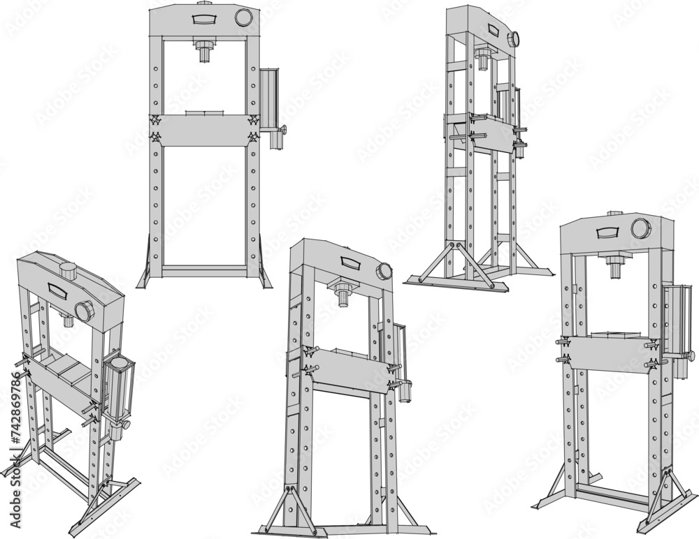 Vector sketch illustration of heavy equipment press machine design