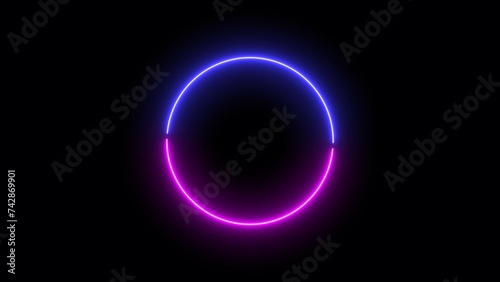 Abstract beautiful color neon circle frame loading background illustration.