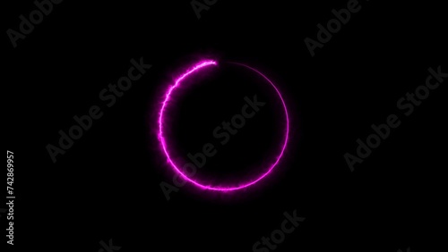 Abstract beautiful color neon circle frame loading background illustration.