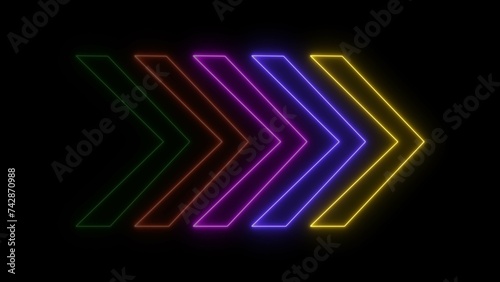 abstract beautiful neon light arrow line illustration background 4k.