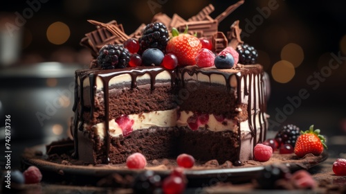 Delicious Cake Topped With Fresh Fruit