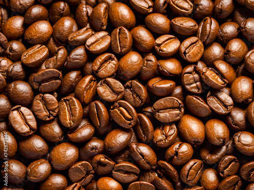 Coffee beans background. Close-up of coffee beans.