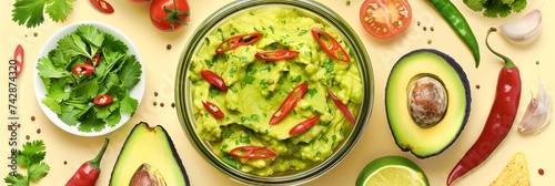 Banner with ingredients for guacamole.