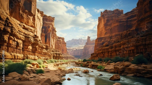 River Flowing Through Narrow Canyon With Rocks