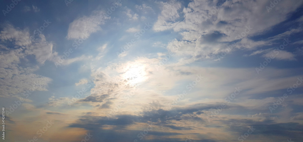 Weather background. Sky cloud. Atmosphere cloudscape skyline