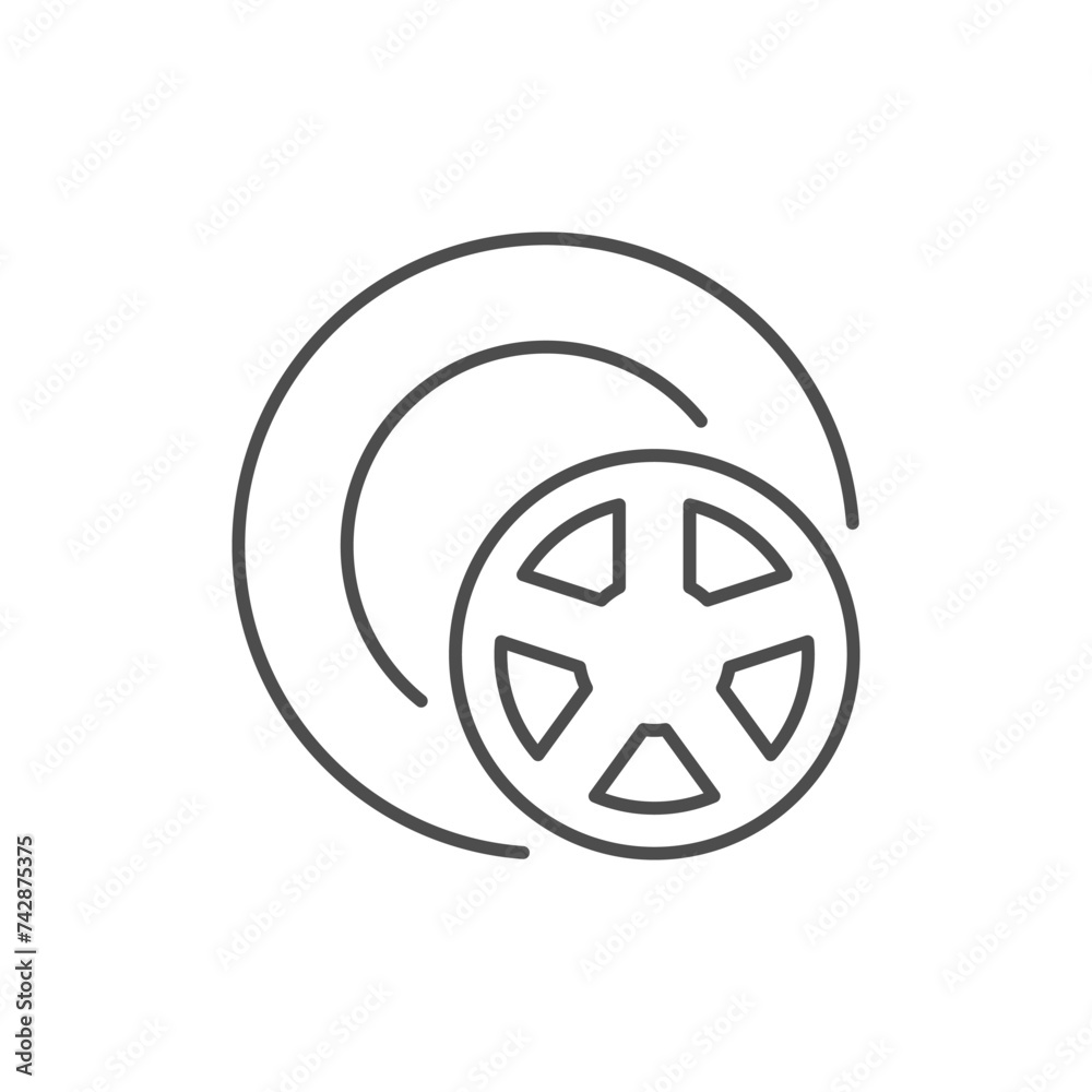 Wheel disc line outline icon Wheel disc line outline icon