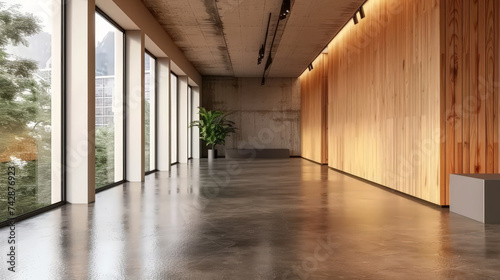 Wallpaper Mural empty office surrounded by windows with hardwood floors,  Torontodigital.ca