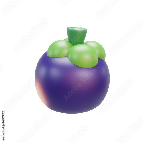 3d illustration of mangosteen fruit icon