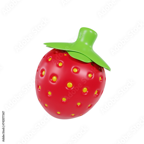 3d illustration of strawberry fruit icon