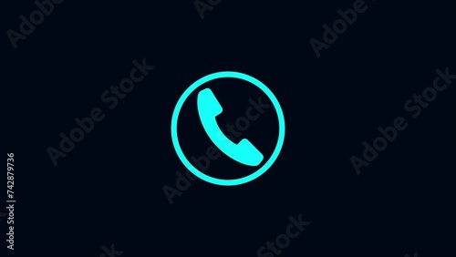 Telephone Calling icon Animation, calling animation video footage on black background photo