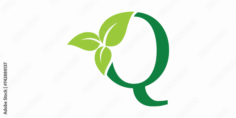 leaf logo design with letter logo q consept premium vector leaf logo design with letter logo q consept premium vector