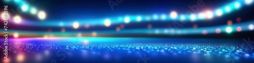 Abstract colorful illustration of sports stadium on dark blurred background for social media banner, website and for your design, space for text. photo