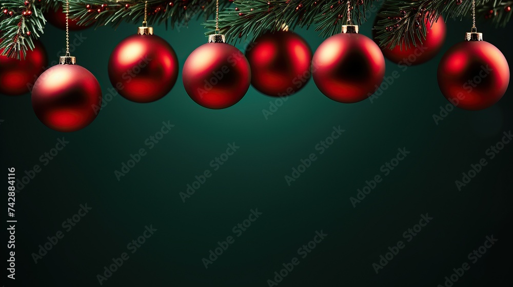 Christmas red layers with green branch with blur effect. Christmas red layers with green branch with blur effect.