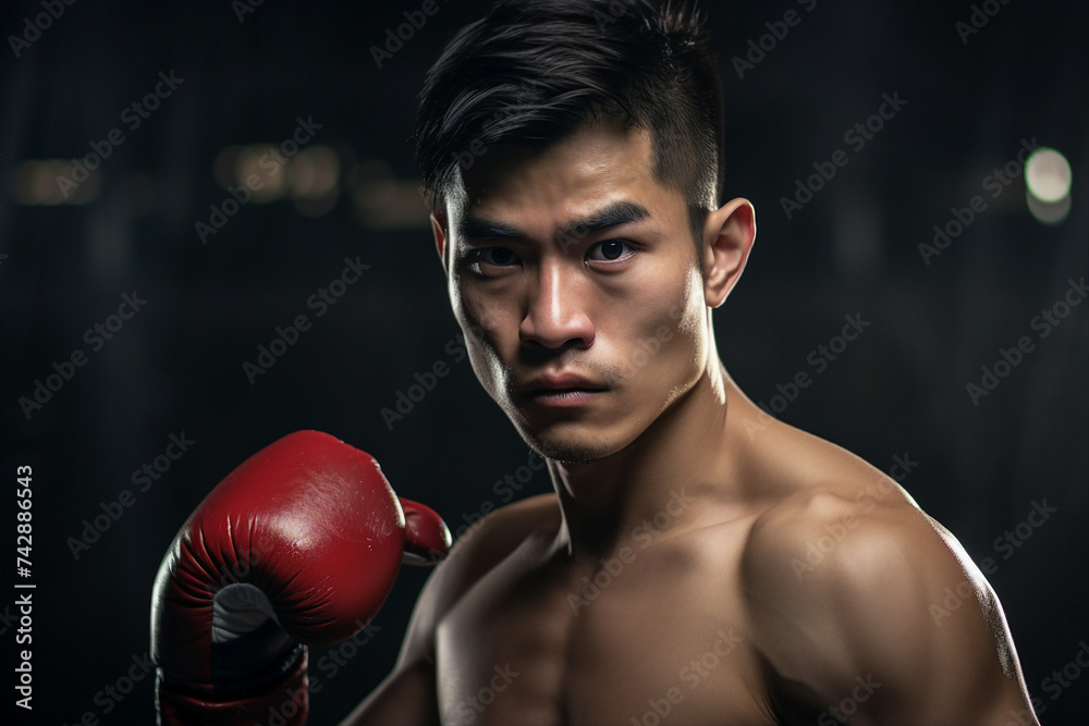 Picture of young man boxer training martial arts generative AI concept Picture of young man boxer training martial arts generative AI concept