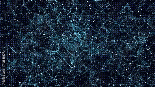 plexus network connection moving dots and lines, Digital data network connection structure. Plexus effect photo