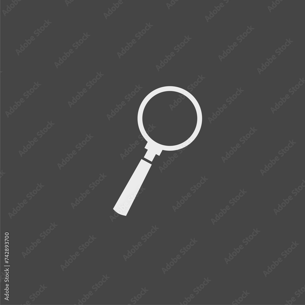Simple magnifying glass sign icon isolated on black background Simple magnifying glass sign icon isolated on black background