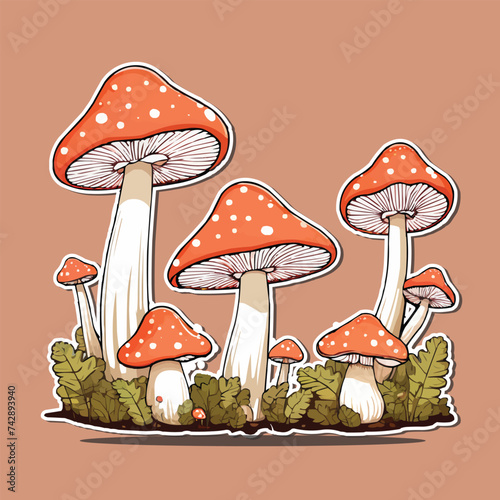 Lactarius delicious mushroom kawaii cartoon sticker