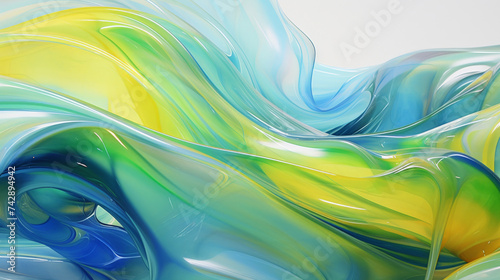 green blue white holographic wave background with light refraction and reflection. rainbow foil texture. Soft holographic pastel unicorn marble background