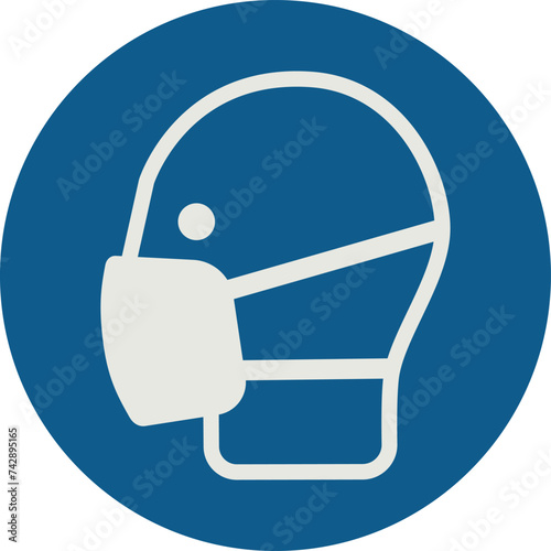 OBLIGATION SIGN PICTOGRAM, WEAR A MASK ISO 7010 – M016, VECTOR photo