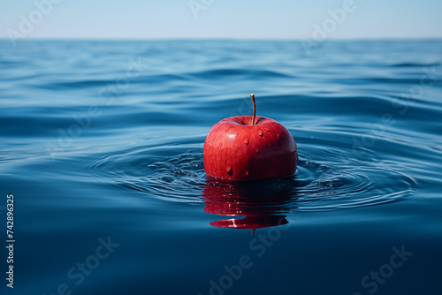 Obraz na płótnie Red apple floating in the water w salonie