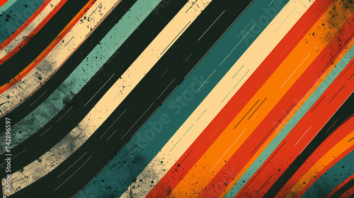 ビンテージストライプの背景画像。90年代のレトロ色。 Vintage stripes background image. 90's retro colors. [Generative AI]