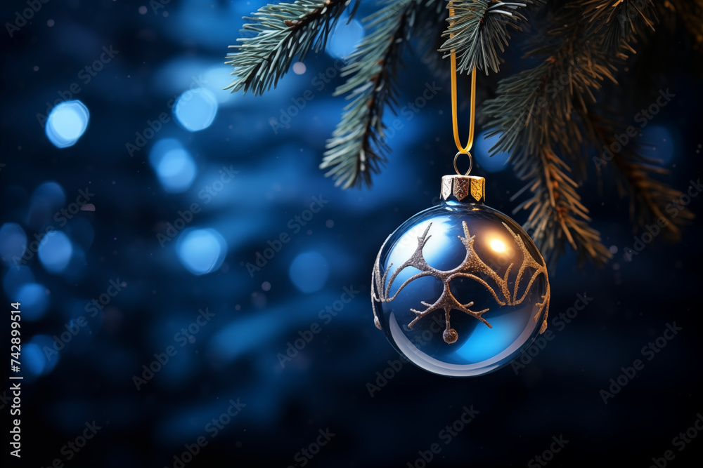 Close-up of Christmas tree bobbles with blurred-out background.