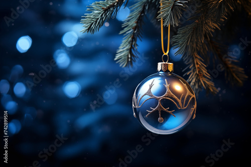 Close-up of Christmas tree bobbles with blurred-out background.