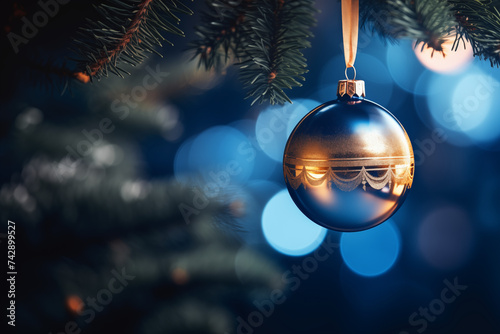 Close-up of Christmas tree bobbles with blurred-out background.