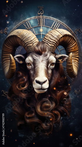 Astrology calendar, Aries zodiac sign.