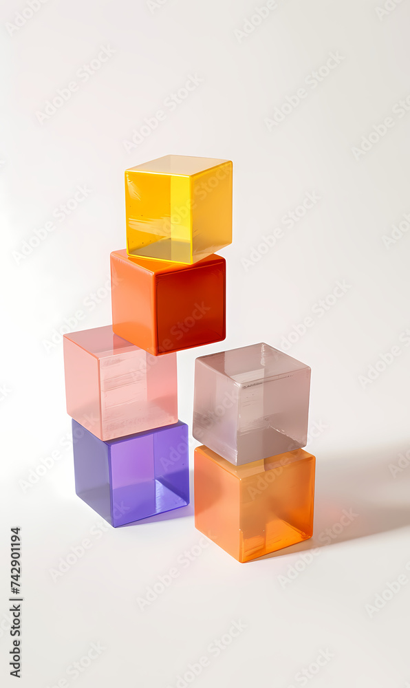 Obraz premium Spectrum of stacked multicolored glass blocks