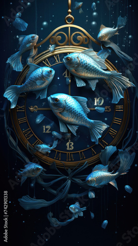 Astrology calendar  Pisces zodiac sign.
