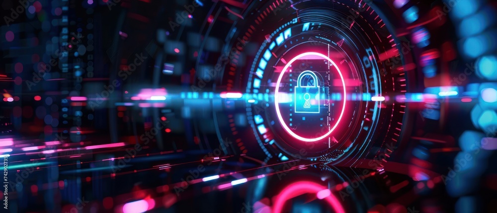 Ensuring Cyber Security: A technology-focused image featuring a digital padlock symbolizing safety and protection, highlighting the importance of safeguarding data and privacy online Ensuring Cyber Security: A technology-focused image featuring a digital padlock symbolizing safety and protection, highlighting the importance of safeguarding data and privacy online