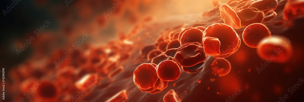 Close up of human red blood cells. - obrazy, fototapety, plakaty 