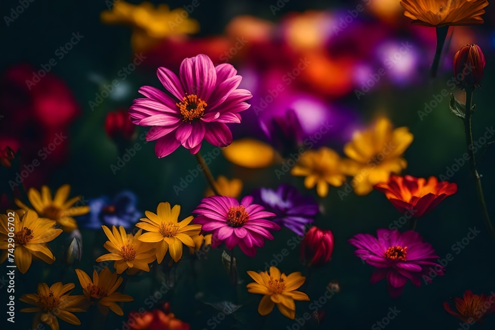 Fototapeta premium pink and yellow flowers