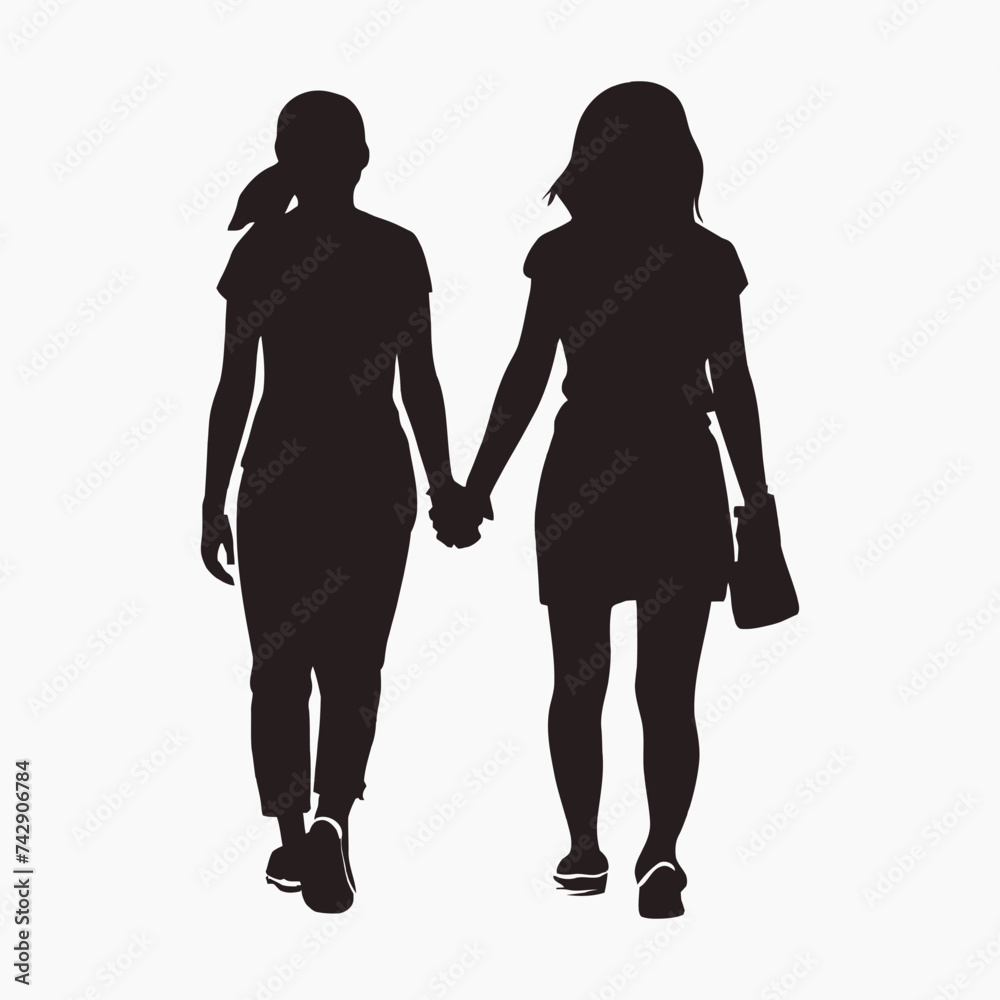 Mother and Baby Silhouette, Mother's Day vector illustration set, white background.