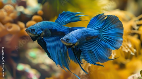 A blue fish in the aquarium